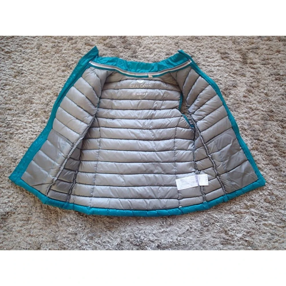 Ariat‎ Ideal Down Vest Girls Small Teal Blue Excellent Lightweight Puffer